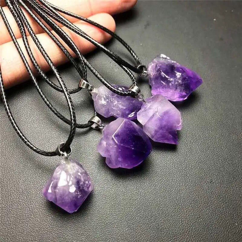 Natural Crystals Energy Multiplier Lucky Wealth Stone Necklace