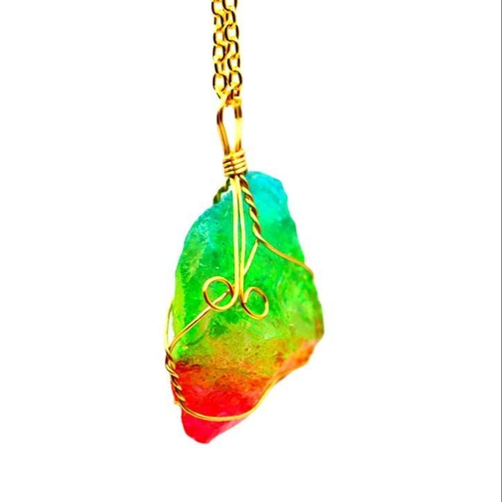 Natural Crystals Energy Multiplier Lucky Wealth Stone Necklace