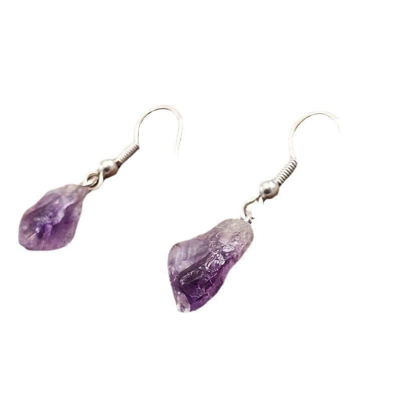 Natural Crystals Energy Multiplier Lucky Wealth Stone Earrings