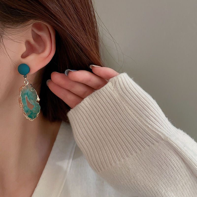 Natural Crystals Energy Multiplier Lucky Wealth Stone Earrings
