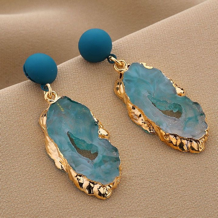 Natural Crystals Energy Multiplier Lucky Wealth Stone Earrings