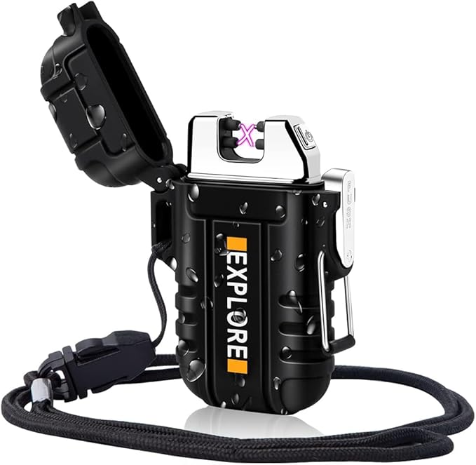 Waterproof Electric Lighter Windproof Dual Arc USB Rechargeable Flameless Plasma Lighters
