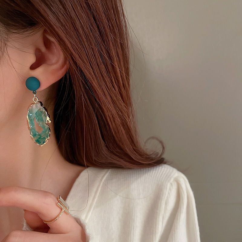 Natural Crystals Energy Multiplier Lucky Wealth Stone Earrings