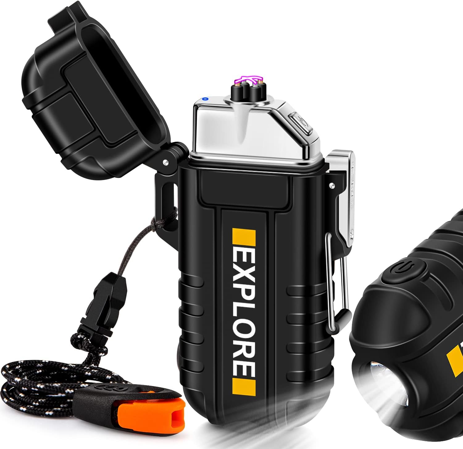 Waterproof Electric Lighter Windproof Dual Arc USB Rechargeable Flameless Plasma Lighters