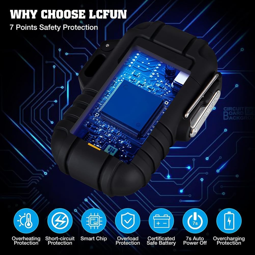 Waterproof Electric Lighter Windproof Dual Arc USB Rechargeable Flameless Plasma Lighters