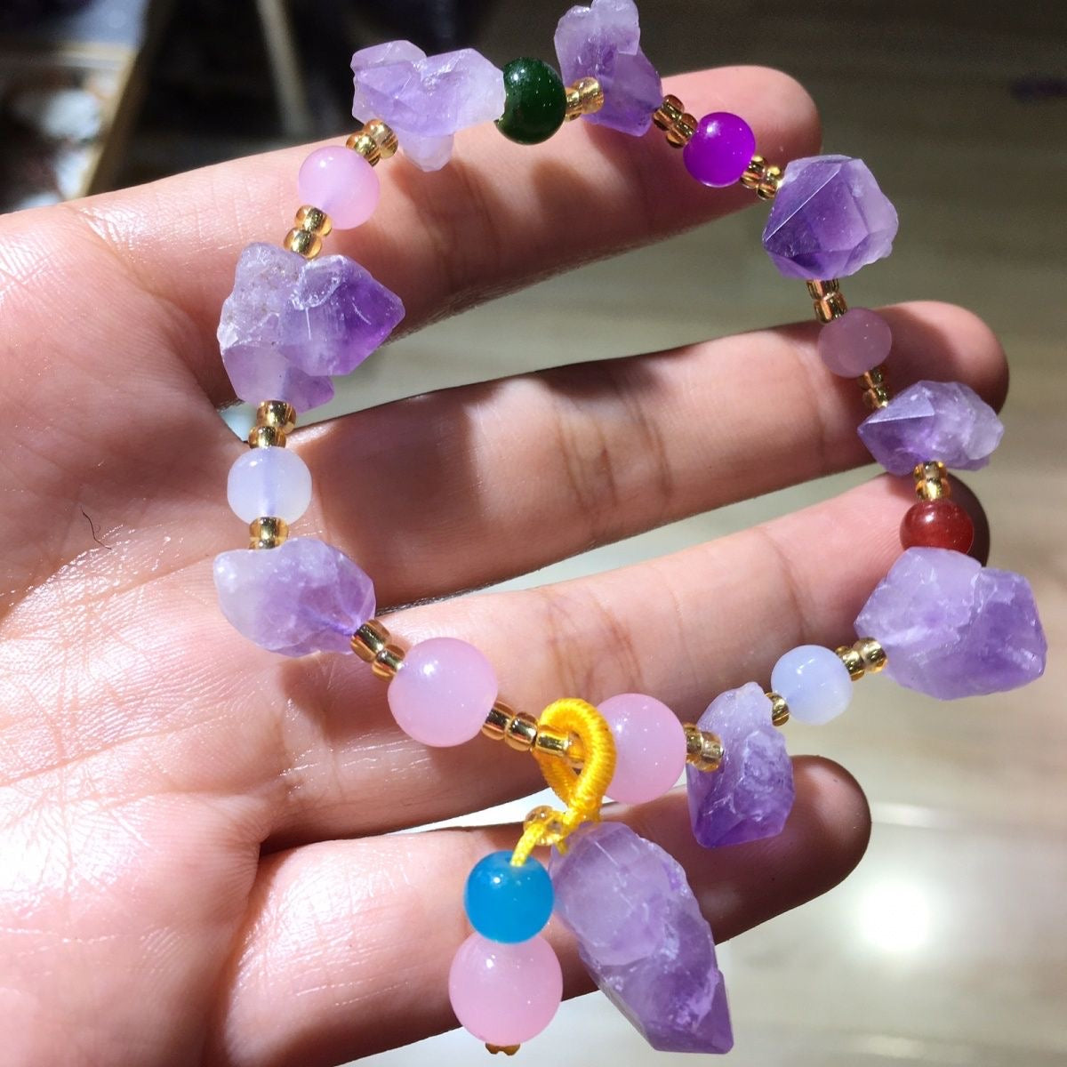 Natural Crystals Energy Multiplier Lucky Wealth Stone Bracelet