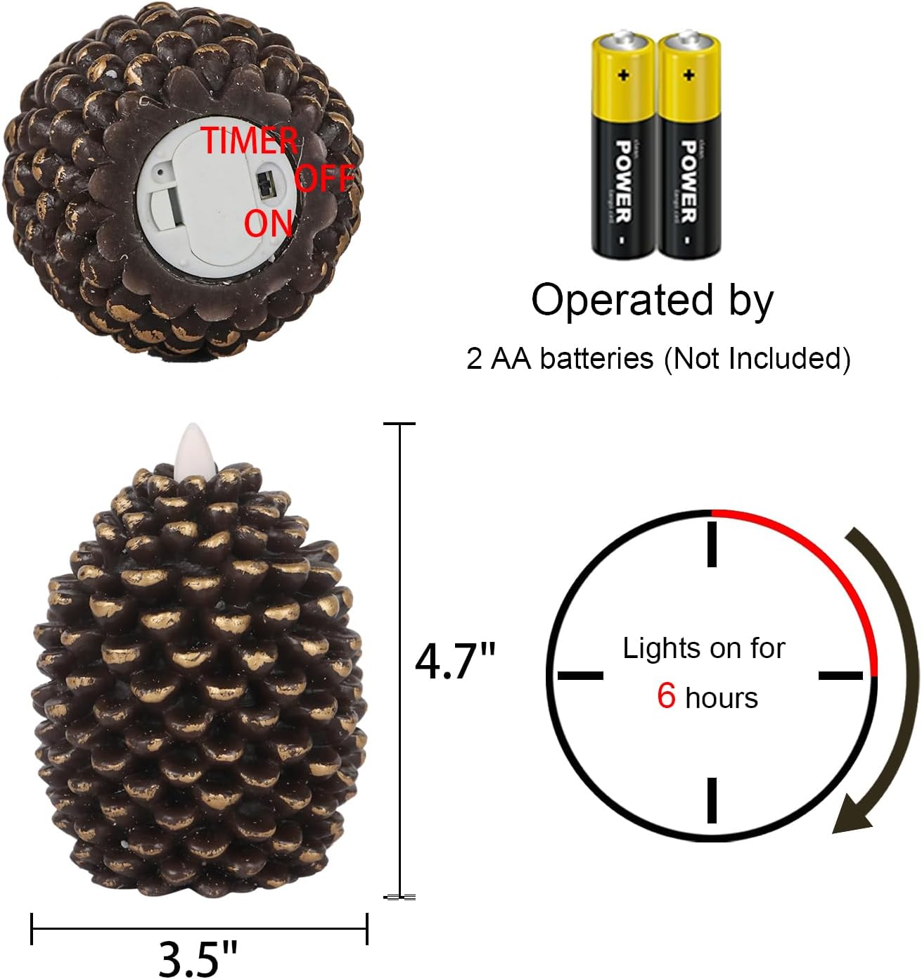 Flameless Candles with Timer, Battery Operated Flickering Wick
