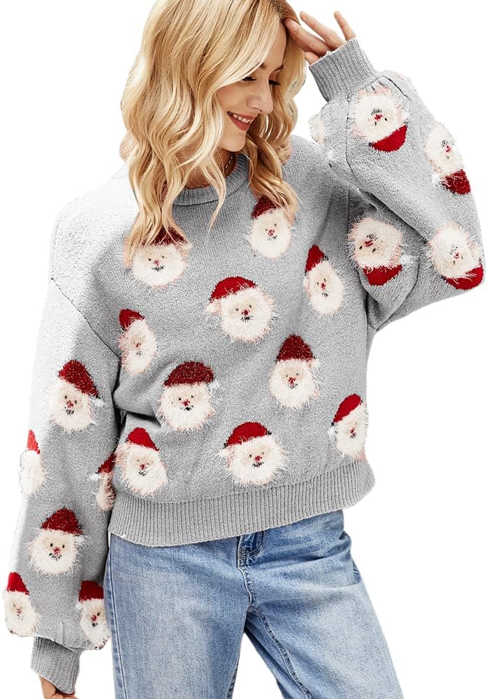 Women’s Casual Leopard Print Knitted Pullover Sweaters