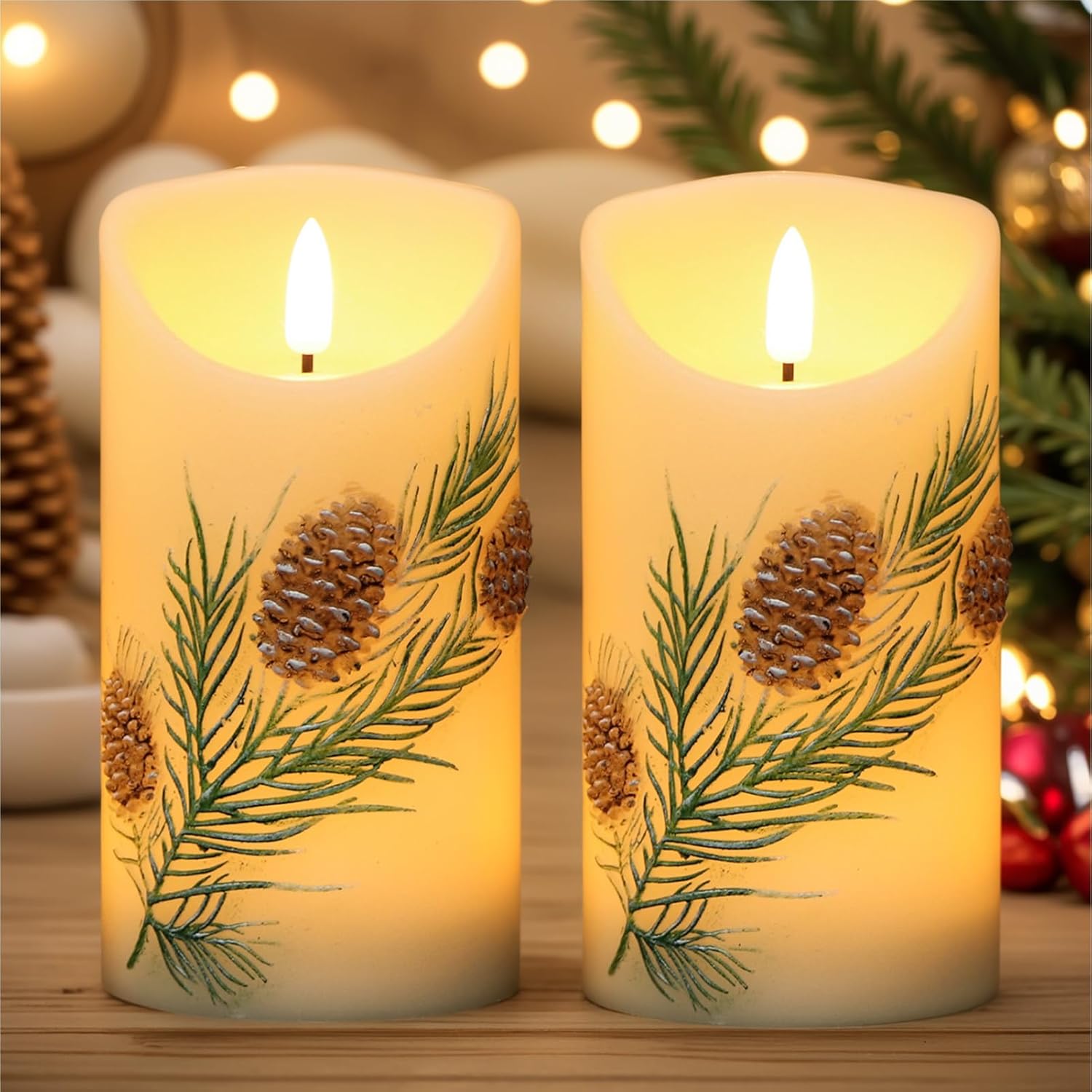 Flameless Candles with Timer, Battery Operated Flickering Wick