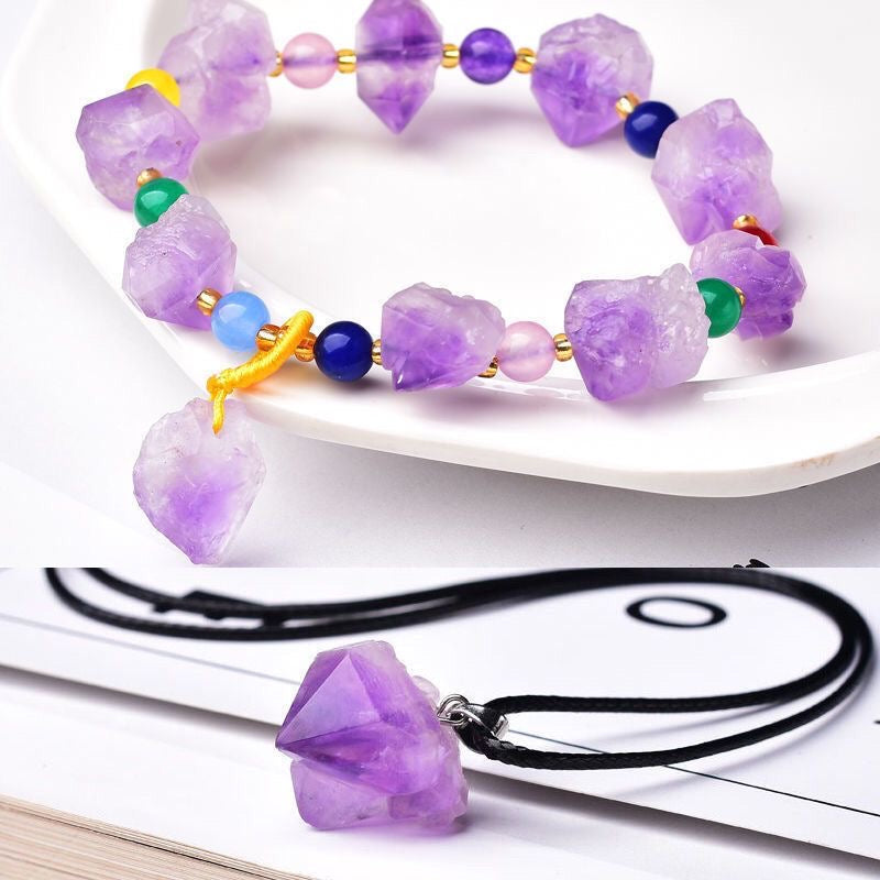 Natural Crystals Energy Multiplier Lucky Wealth Stone Necklace