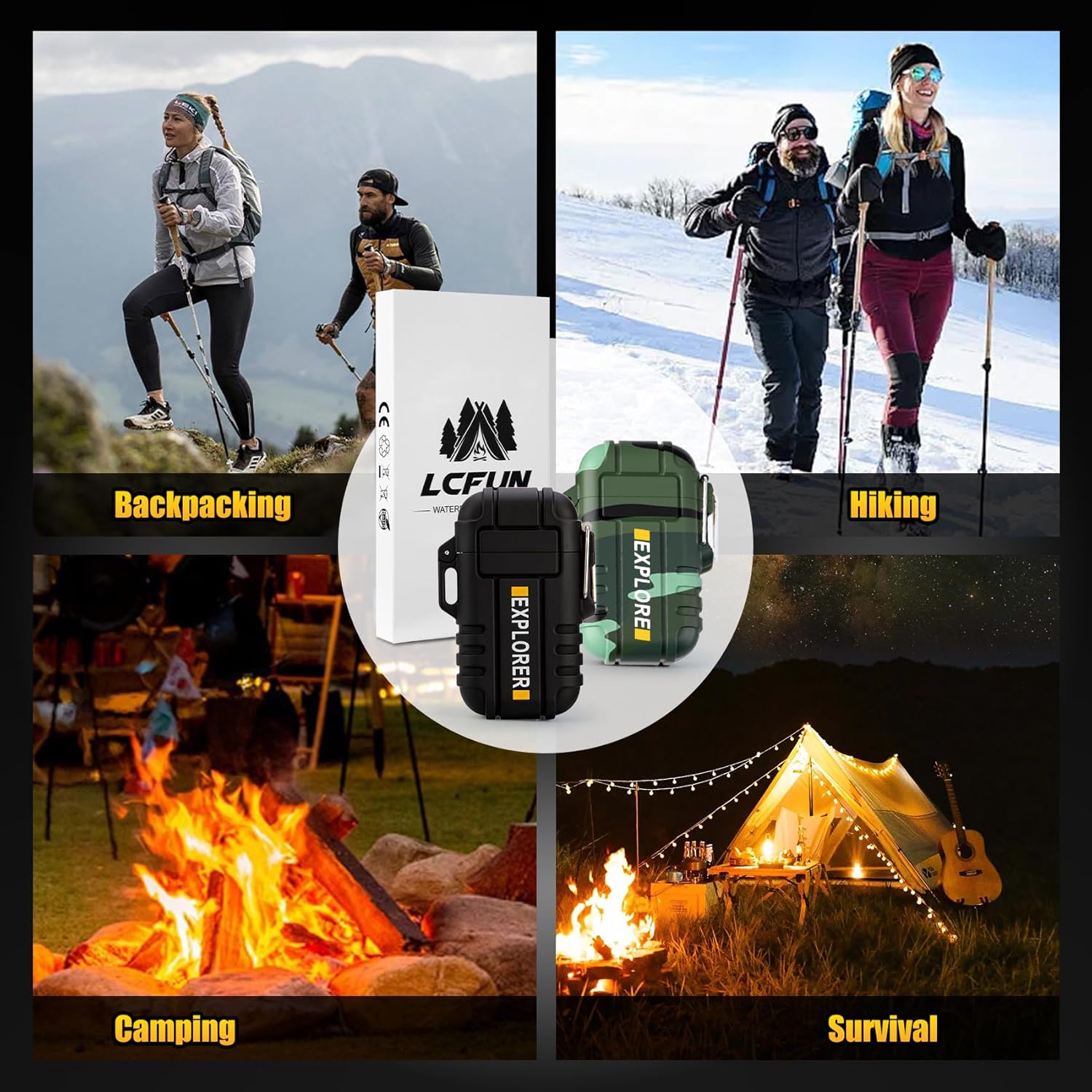 Waterproof Electric Lighter Windproof Dual Arc USB Rechargeable Flameless Plasma Lighters