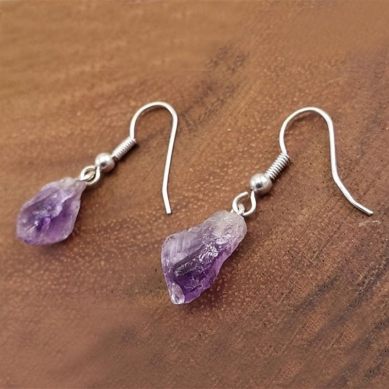 Natural Crystals Energy Multiplier Lucky Wealth Stone Earrings