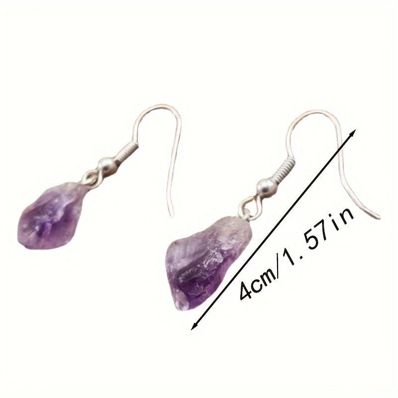 Natural Crystals Energy Multiplier Lucky Wealth Stone Earrings