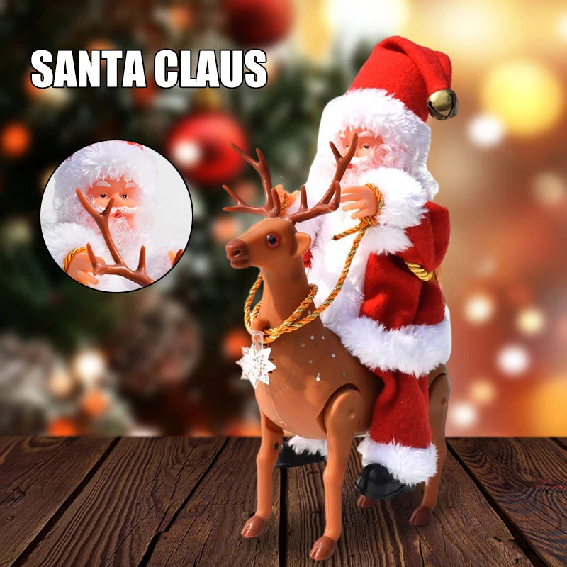 Electric Santa Claus Riding Deer Doll Toy