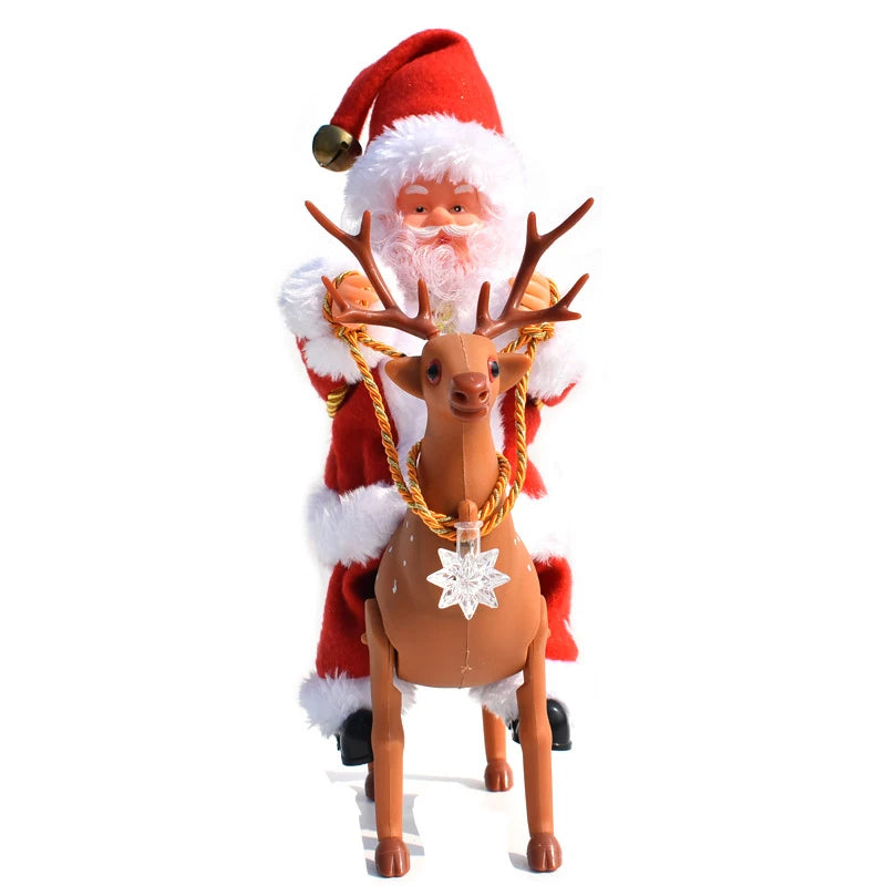 Electric Santa Claus Riding Deer Doll Toy