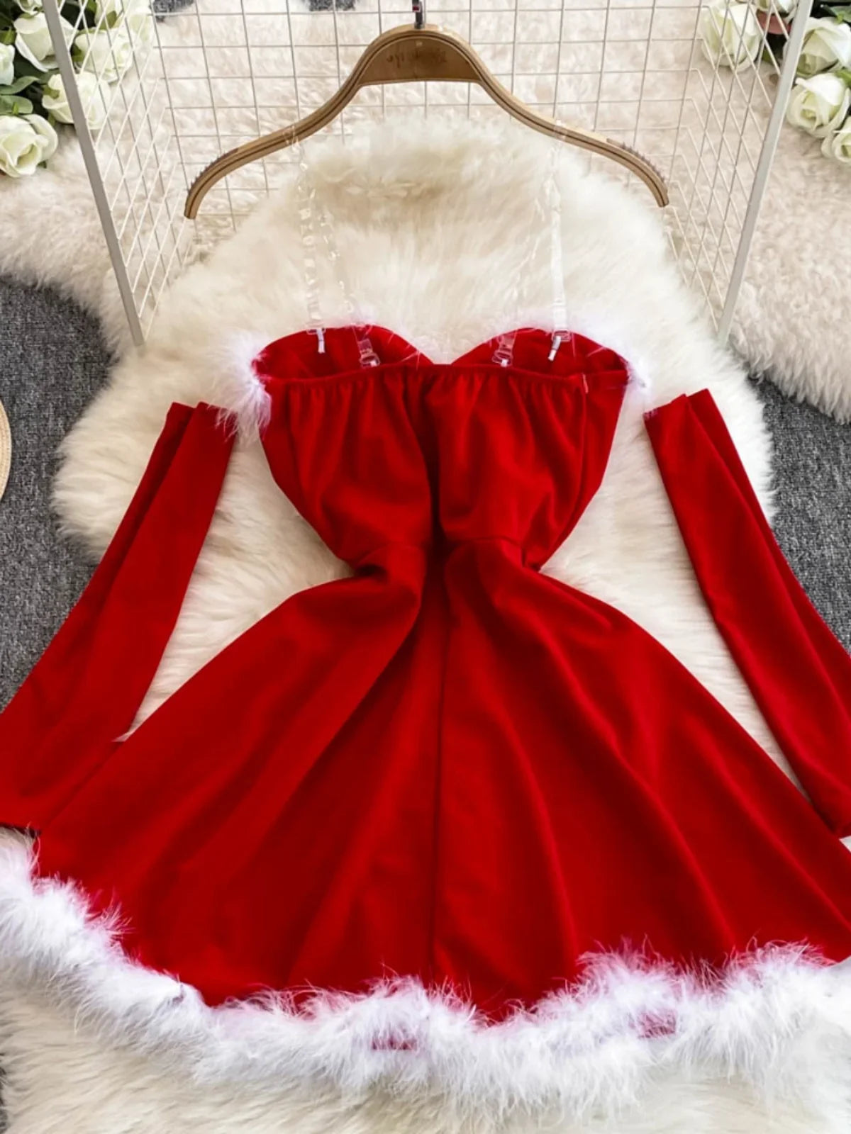 Women's Christmas Dress Sexy Low-cut Waist Ling Dress