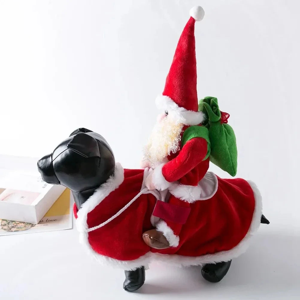 Funny Christmas Dog Costume - Santa Claus Riding on Pet