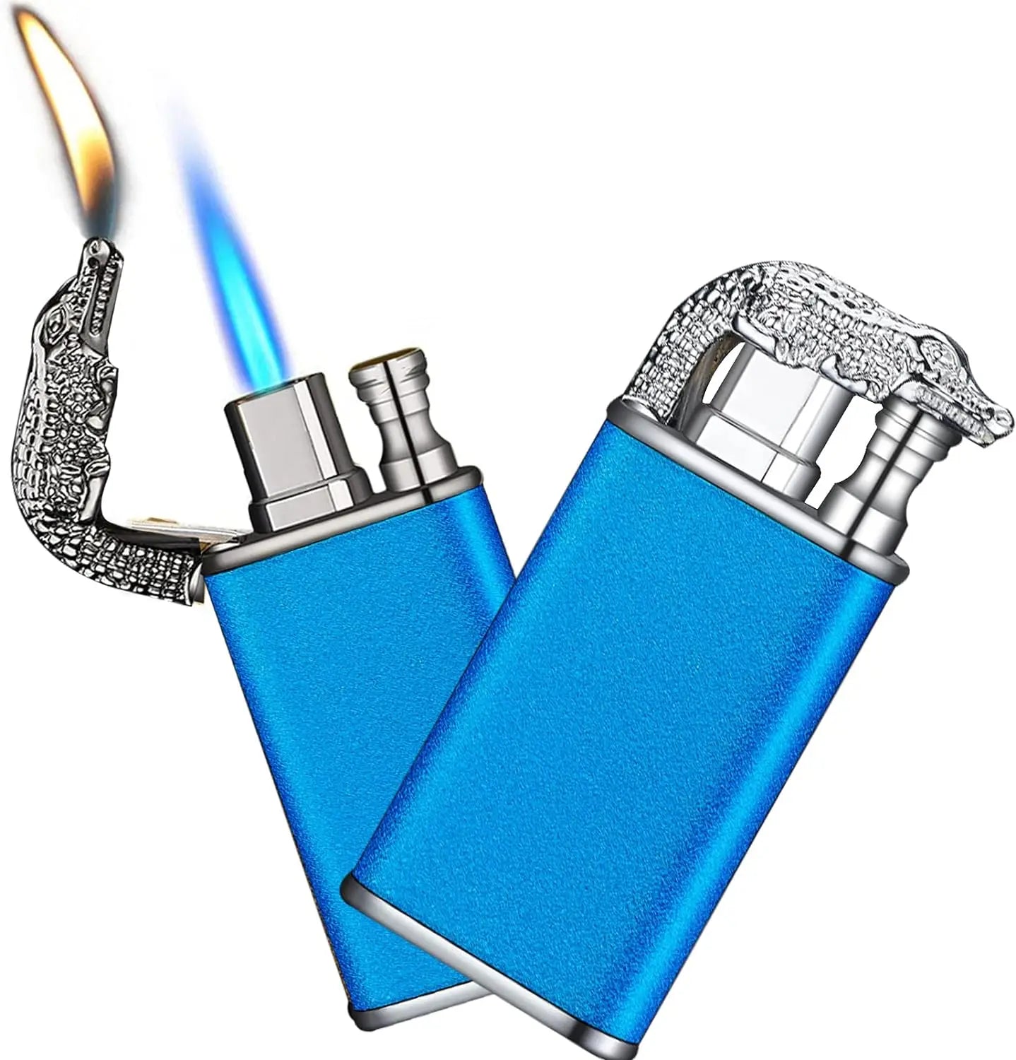 Cool Magic Crocodile Dual Flame Torch Lighter Windproof Jet Torch Lighter Refillable Butane