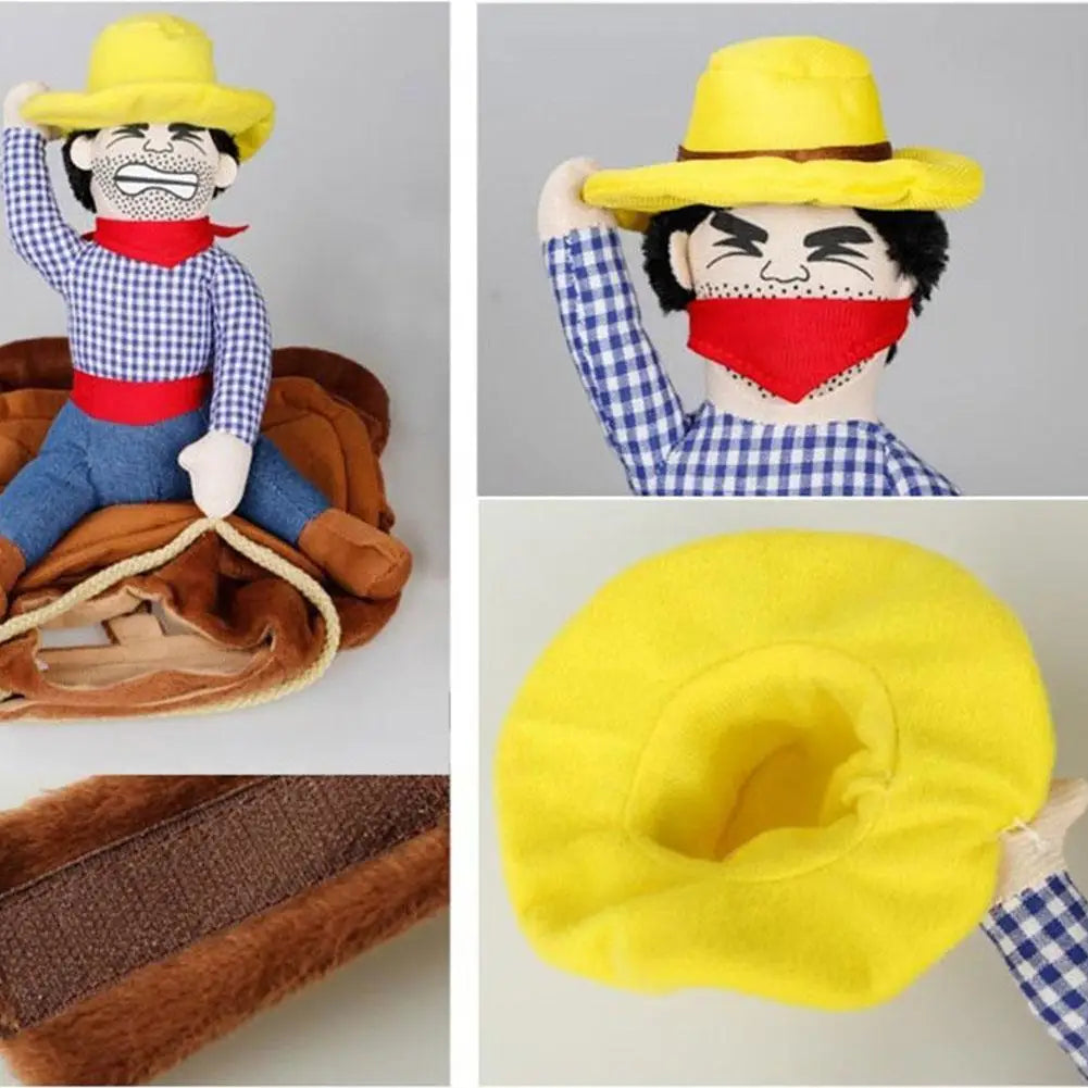 Pet Dog Cowboy Rider Clothes with Hat Cute Puppy Dogs Cosplay Costume