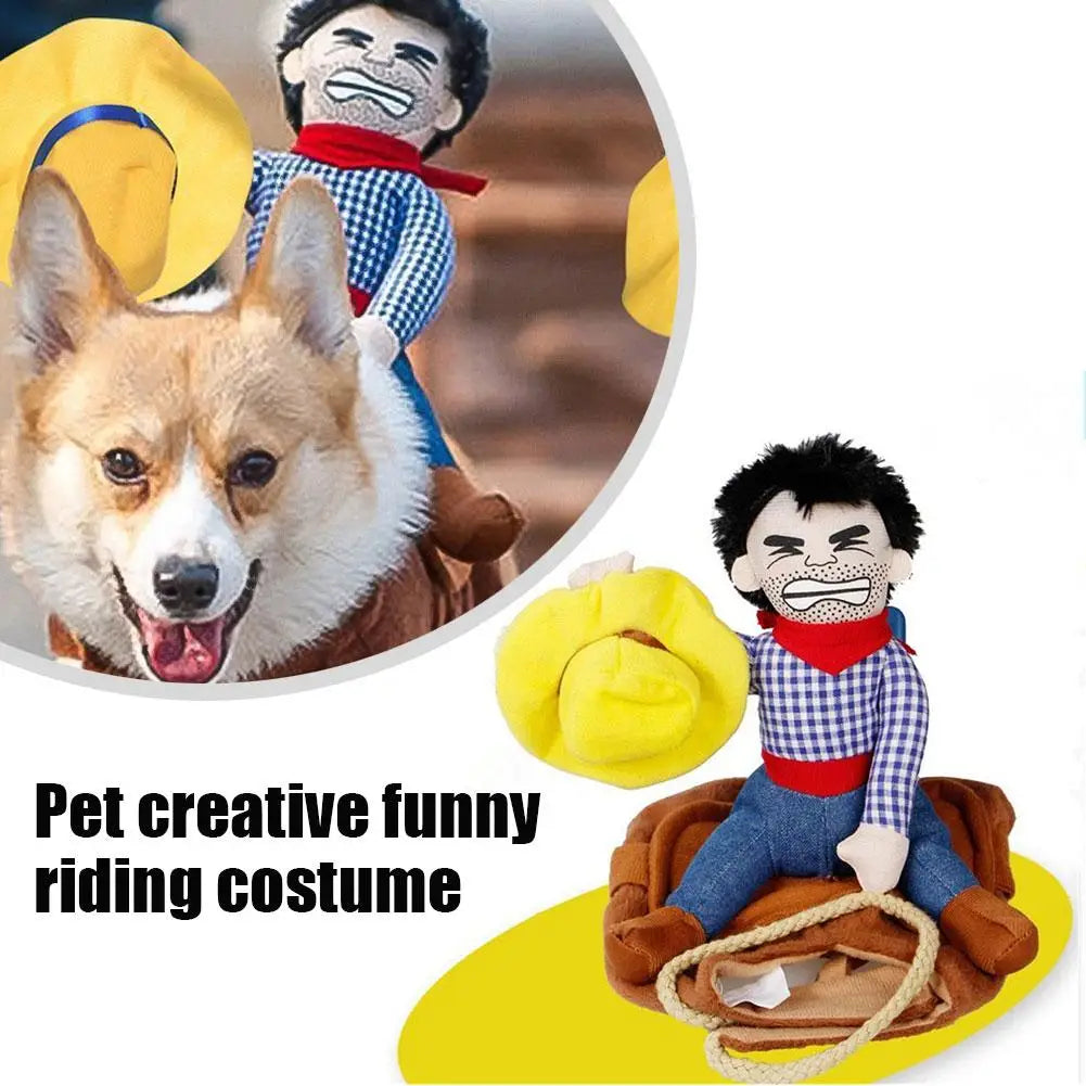 Pet Dog Cowboy Rider Clothes with Hat Cute Puppy Dogs Cosplay Costume