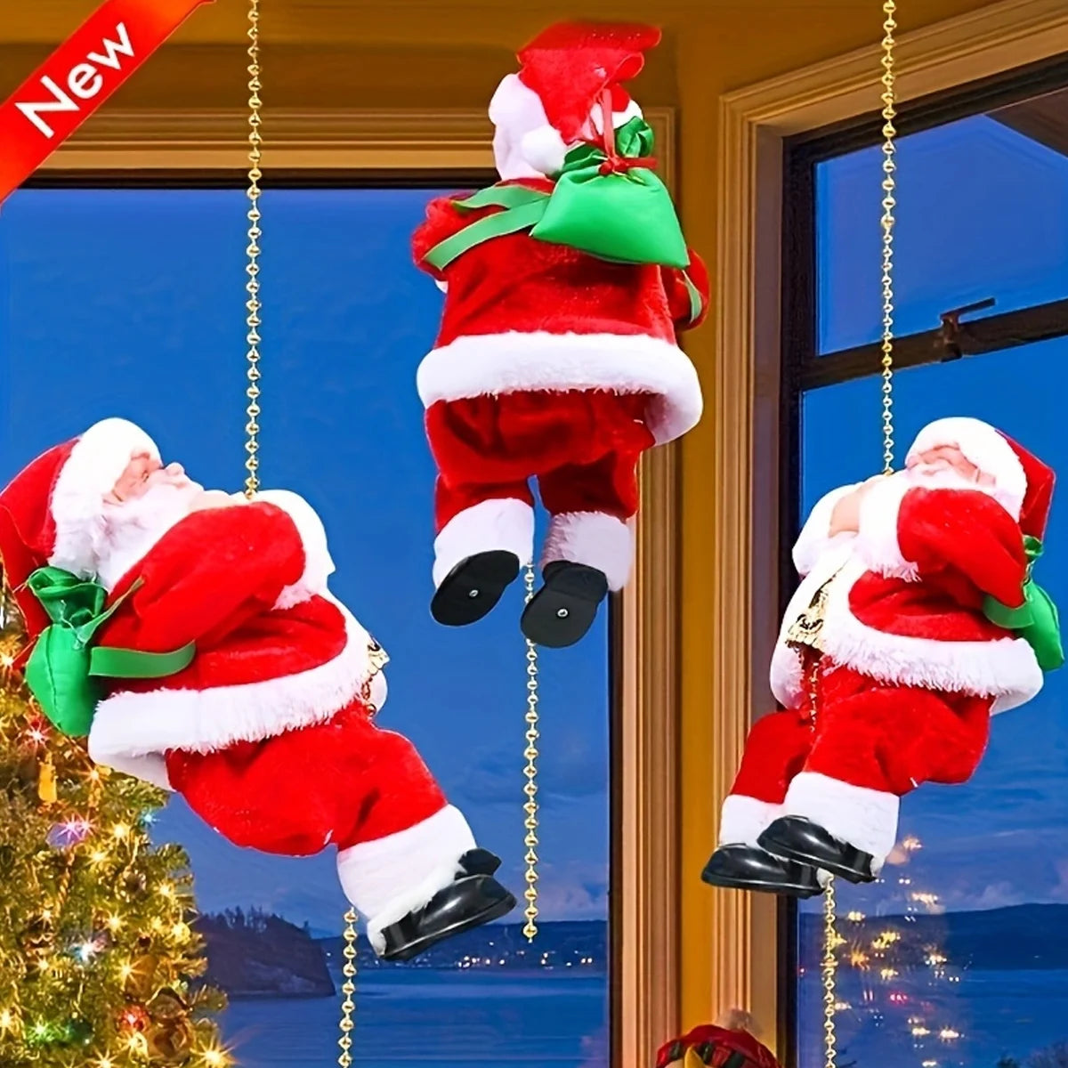 Climbing Beads, Climbing Rope, Santa Claus Doll, Christmas Decorations