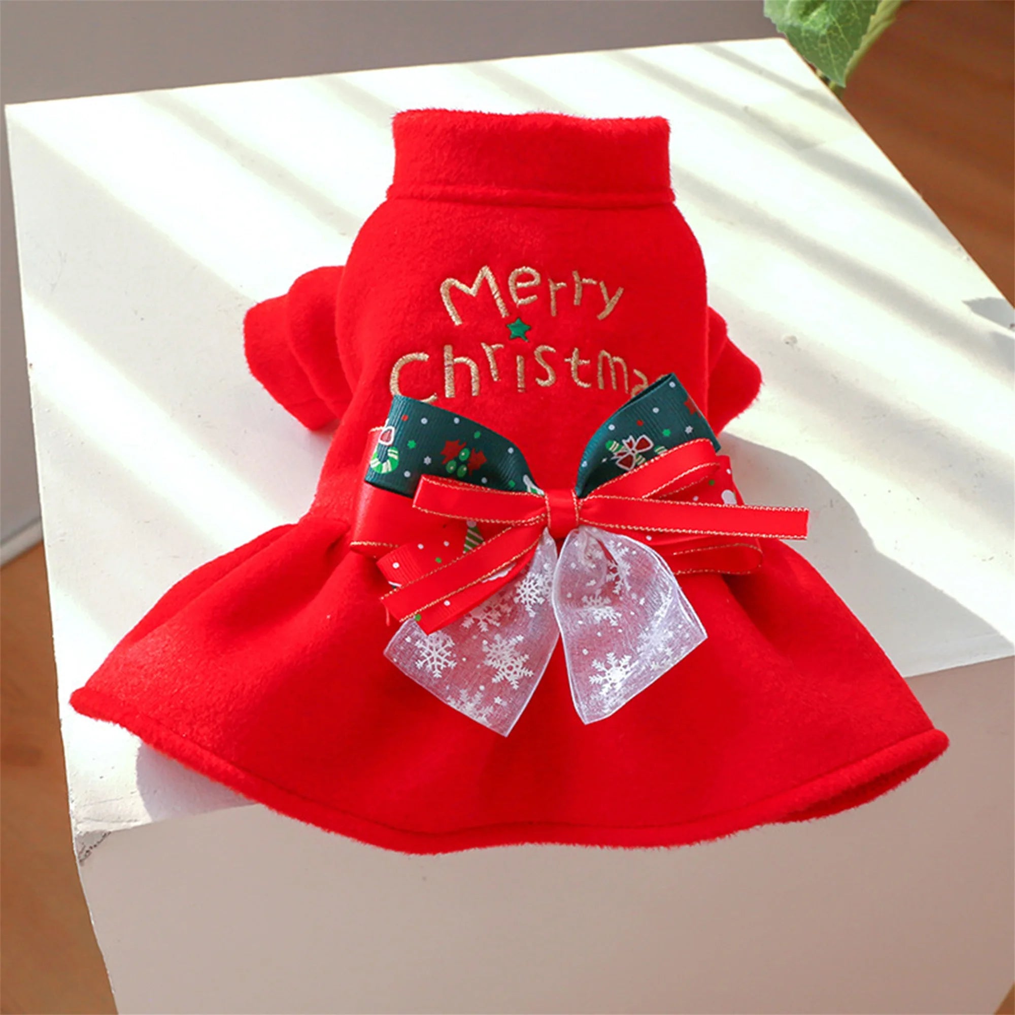 Christmas Dog Costume with Santa Hat and Jingle Bells