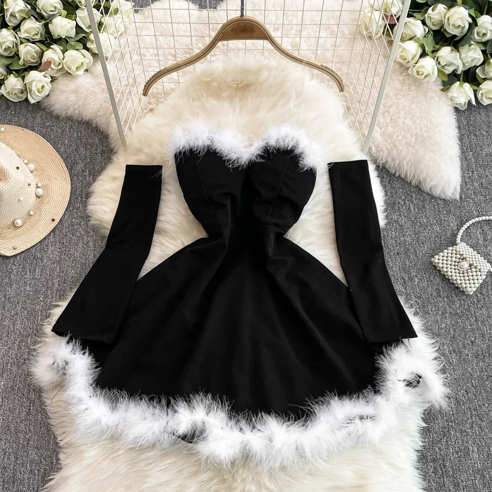 Women's Christmas Dress Sexy Low-cut Waist Ling Dress