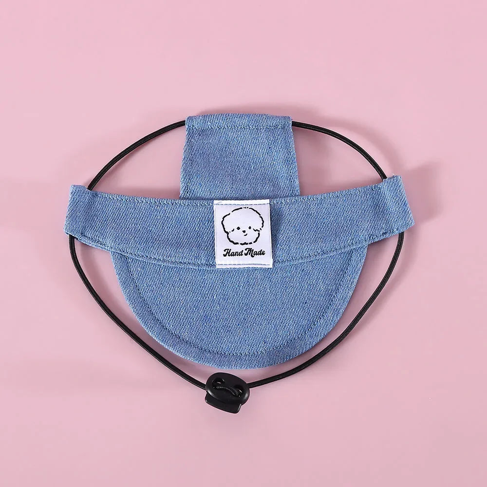 Dog Hat with Ear Holes Adjustable Denim Dog Sun Protection Hat