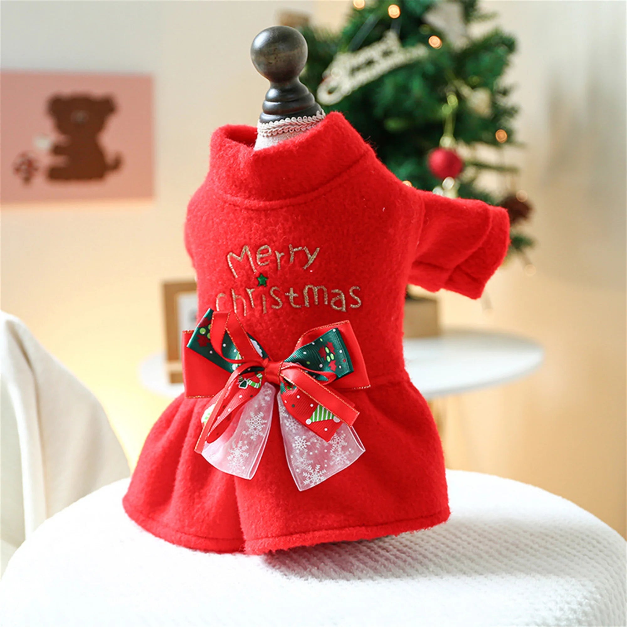Christmas Dog Costume with Santa Hat and Jingle Bells