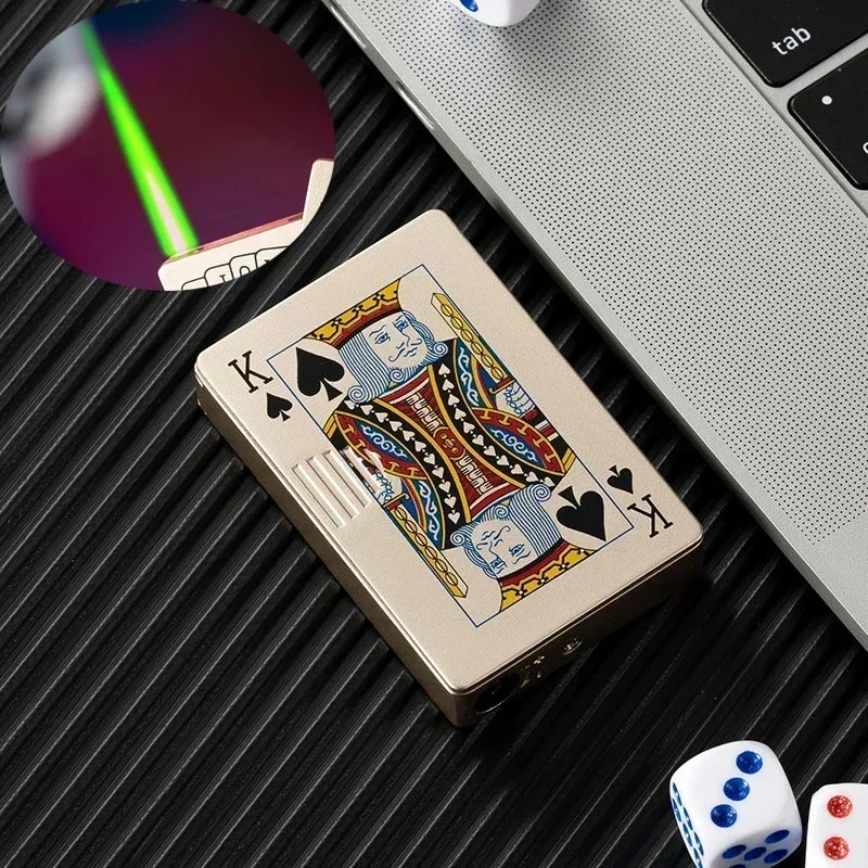 Creative Playing Cards Ace of Spades Lighter Butane Windproof Straight Metal Lighter
