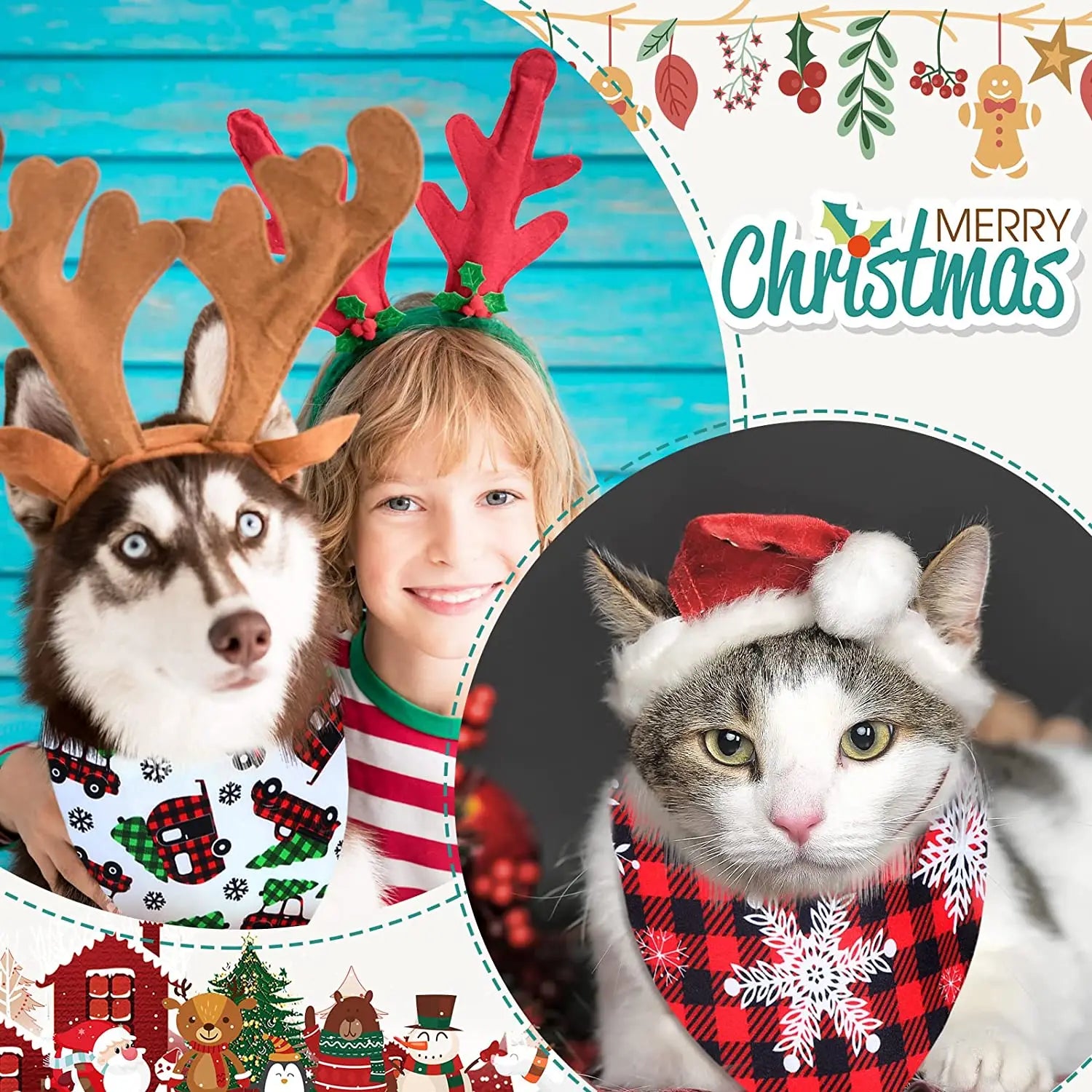30 Pack Christmas Dog Bandana Fall Pets Scarf Triangle Bibs