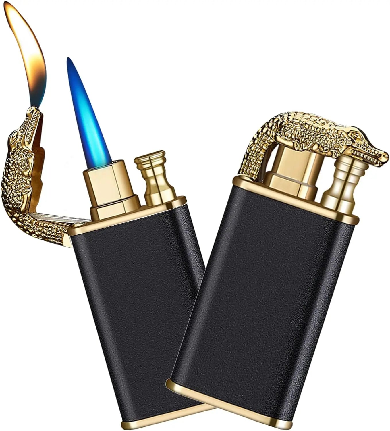 Cool Magic Crocodile Dual Flame Torch Lighter Windproof Jet Torch Lighter Refillable Butane