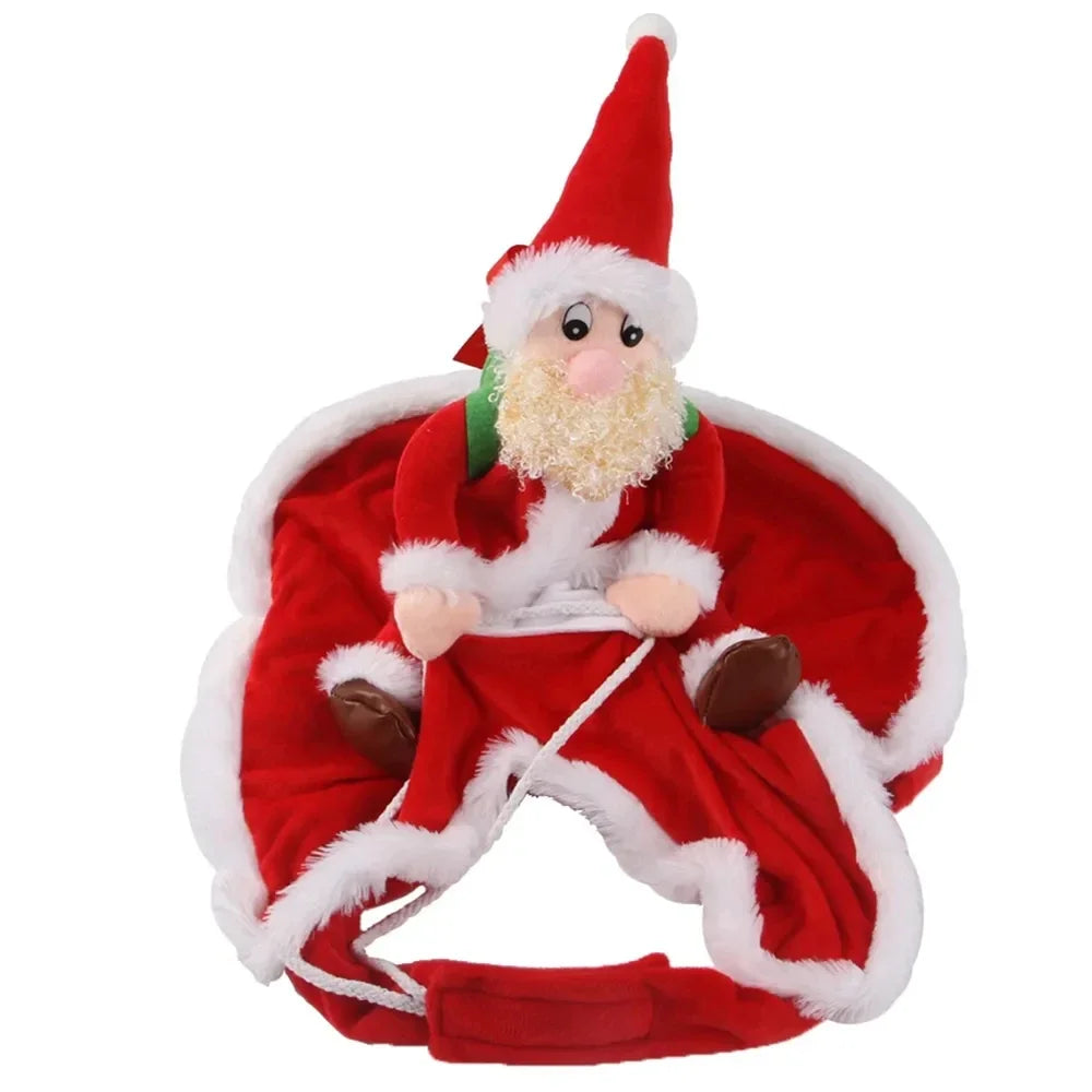 Funny Christmas Dog Costume - Santa Claus Riding on Pet