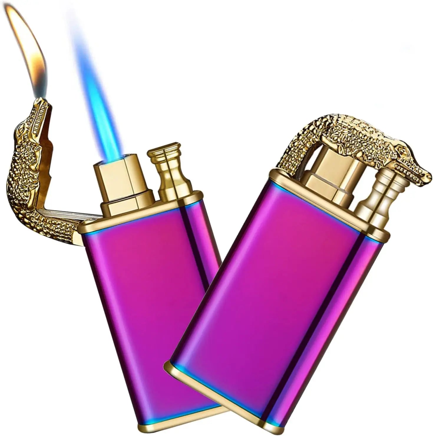 Cool Magic Crocodile Dual Flame Torch Lighter Windproof Jet Torch Lighter Refillable Butane