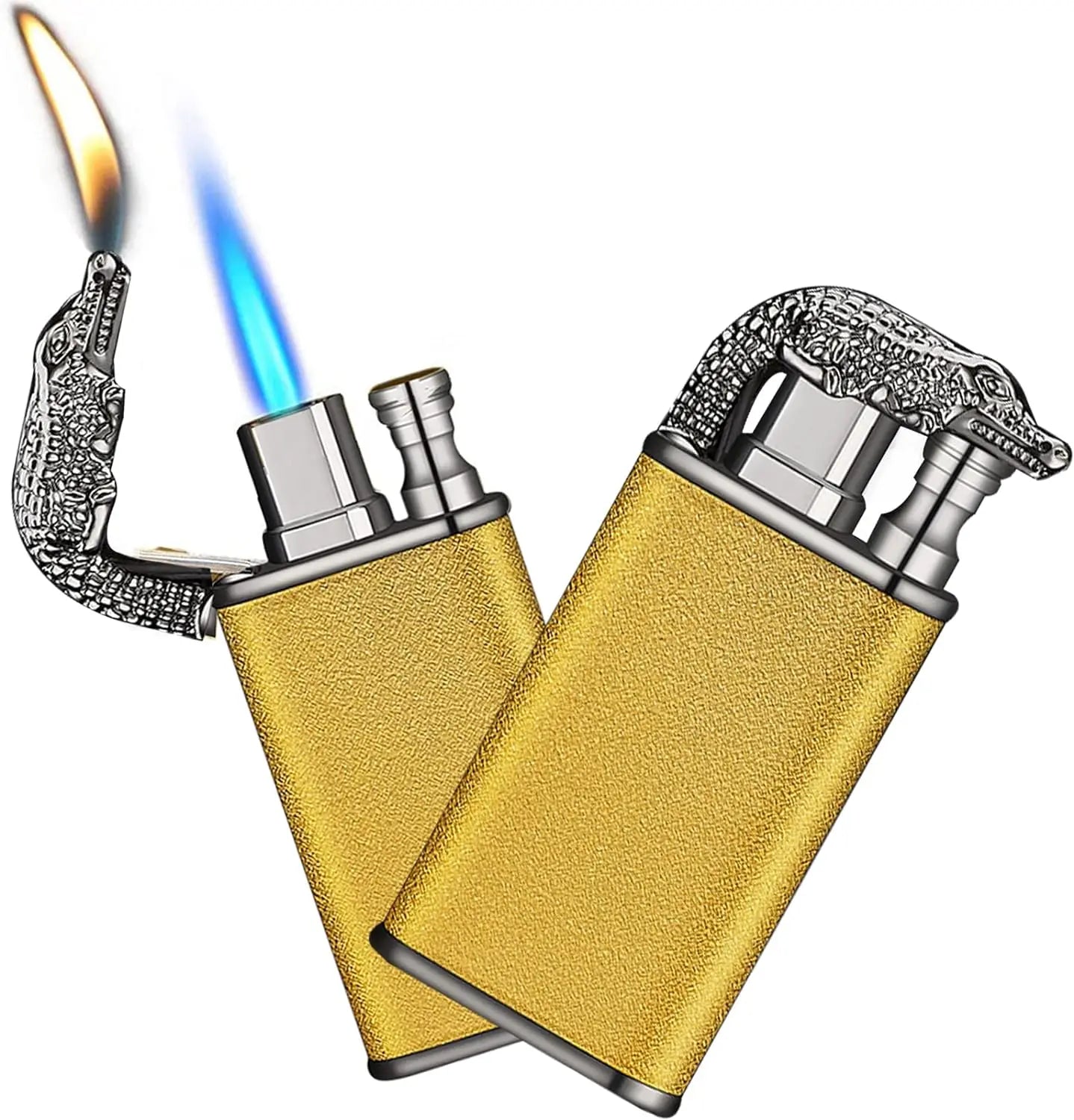 Cool Magic Crocodile Dual Flame Torch Lighter Windproof Jet Torch Lighter Refillable Butane