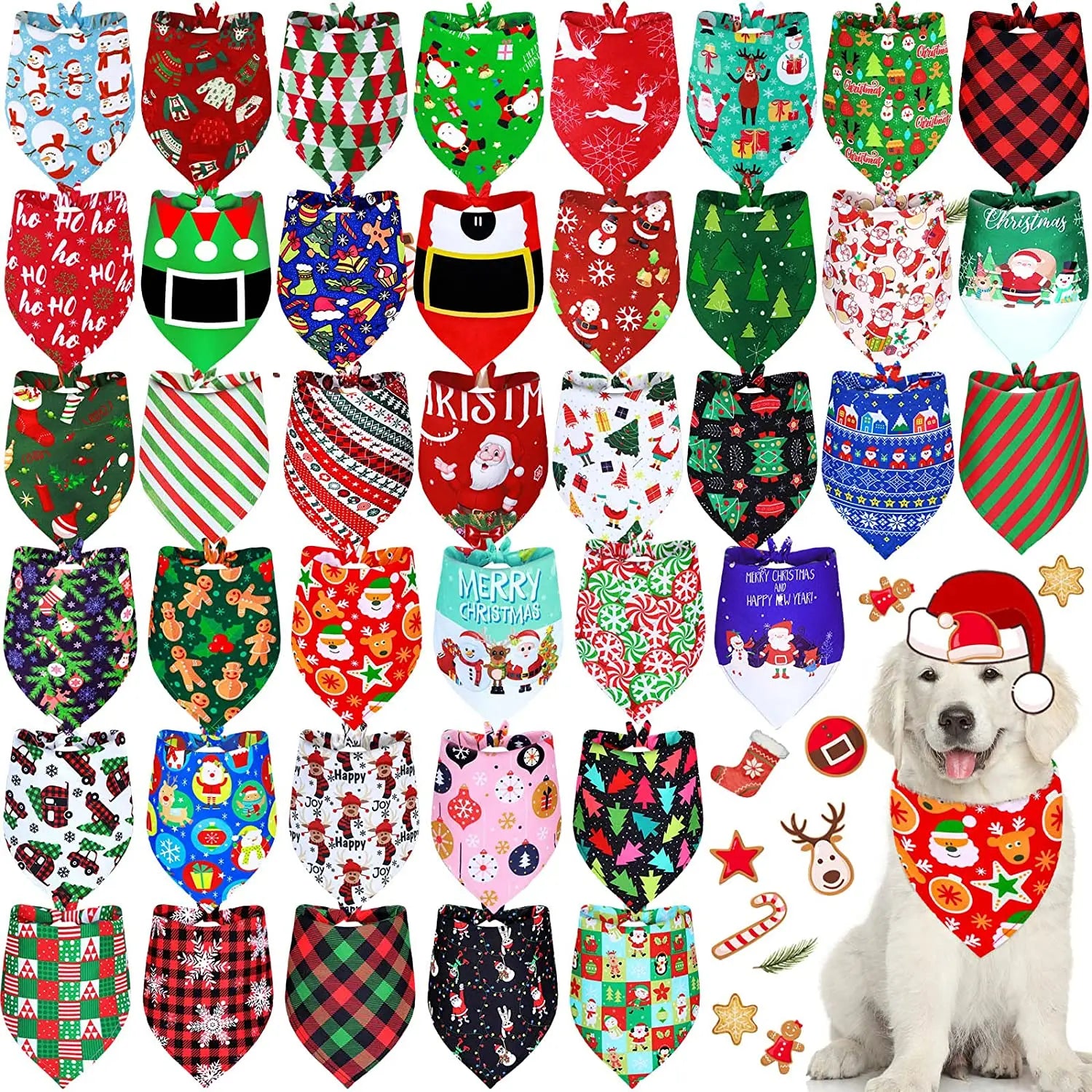 30 Pack Christmas Dog Bandana Fall Pets Scarf Triangle Bibs