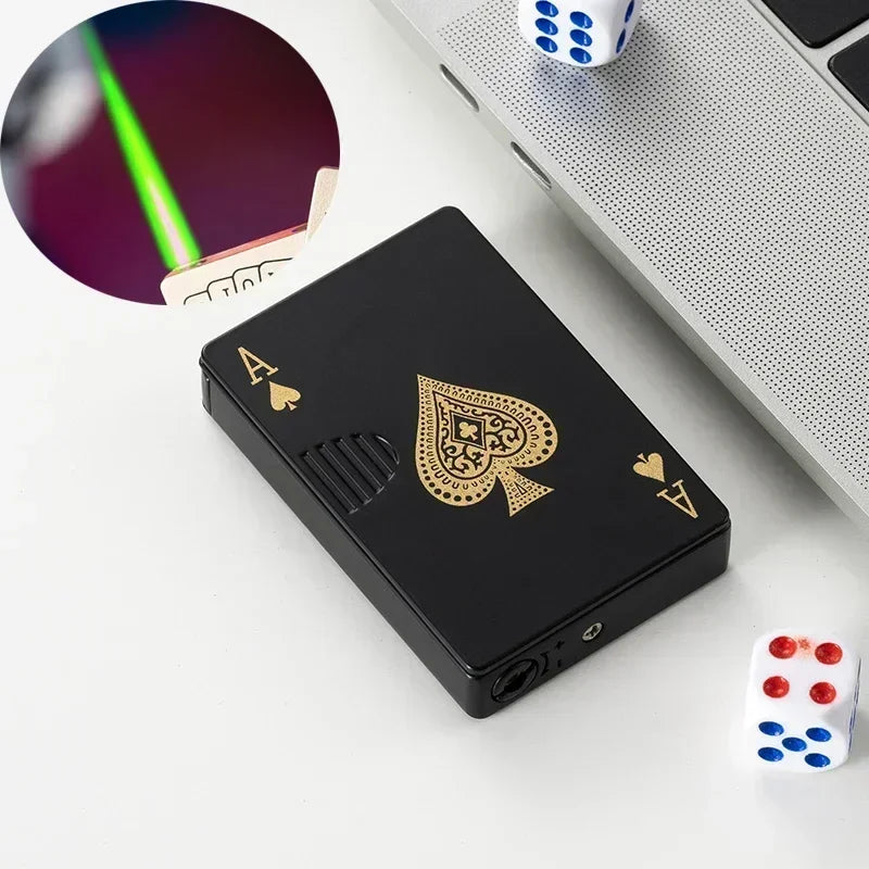 Creative Playing Cards Ace of Spades Lighter Butane Windproof Straight Metal Lighter