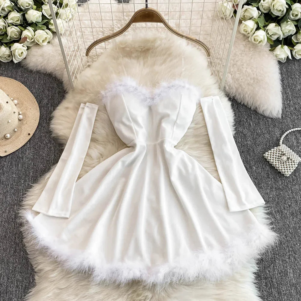 Women's Christmas Dress Sexy Low-cut Waist Ling Dress