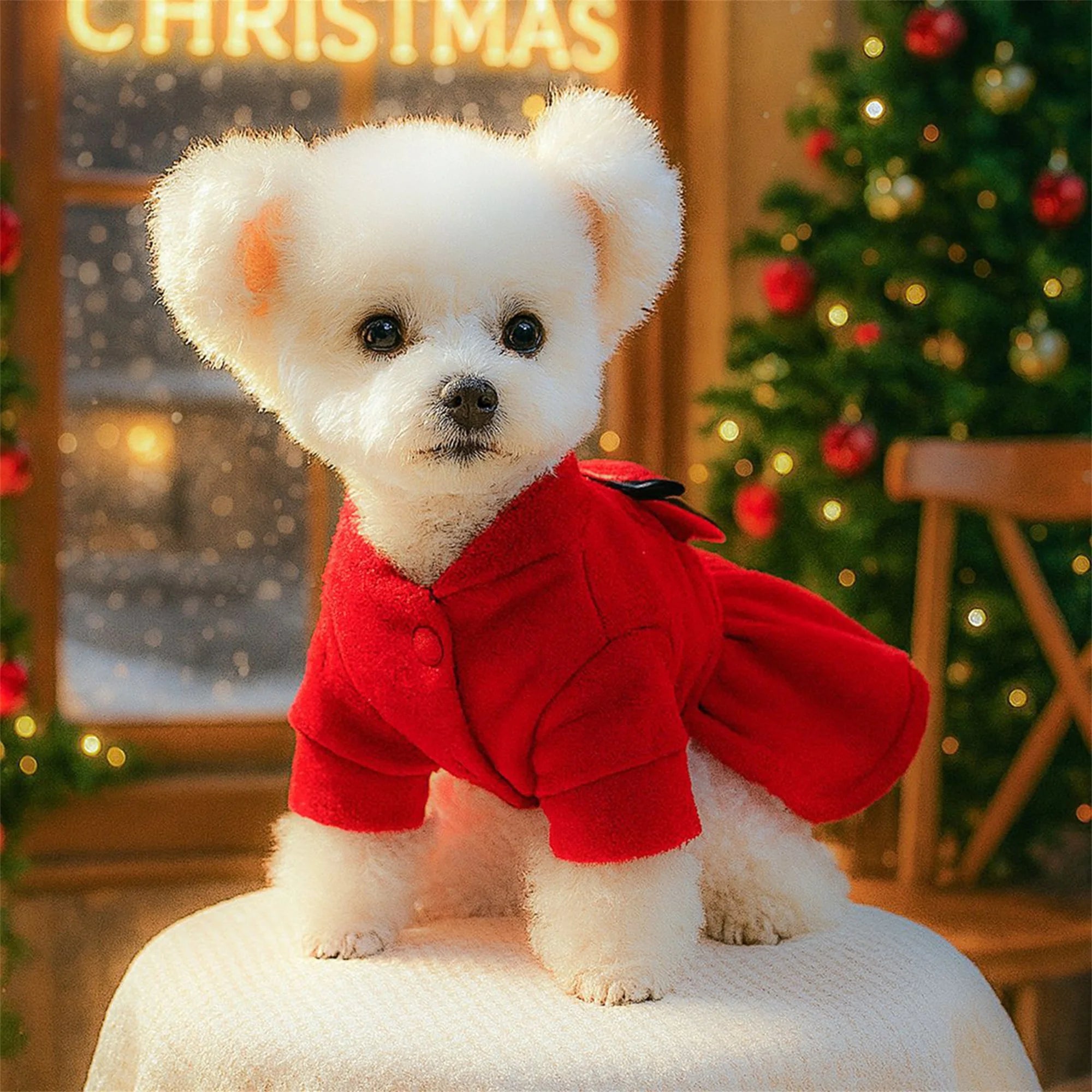 Christmas Dog Costume with Santa Hat and Jingle Bells