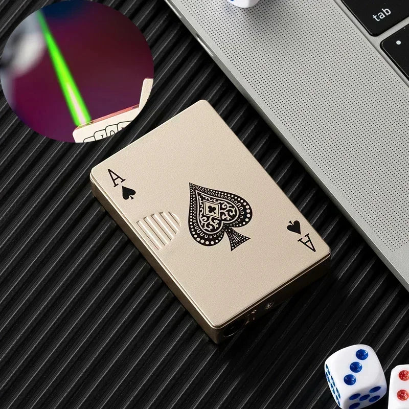 Creative Playing Cards Ace of Spades Lighter Butane Windproof Straight Metal Lighter