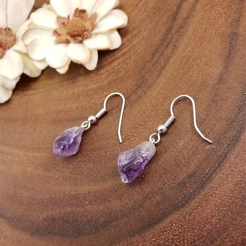 Natural Crystals Energy Multiplier Lucky Wealth Stone Earrings