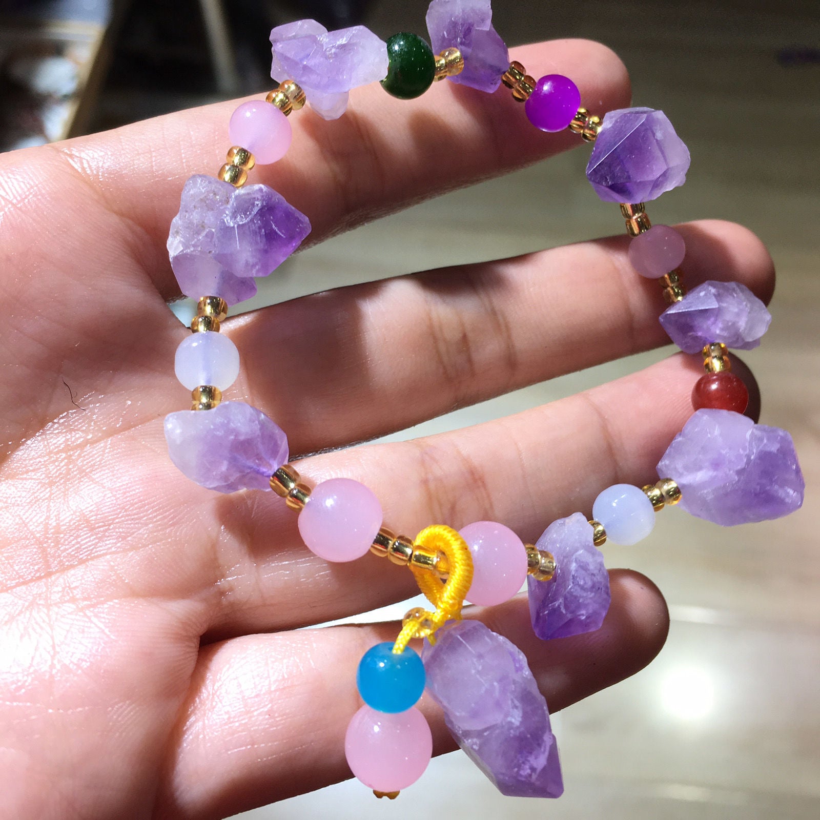 Natural Crystals Energy Multiplier Lucky Wealth Stone Bracelet