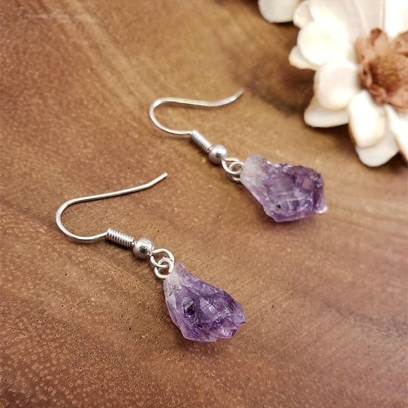 Natural Crystals Energy Multiplier Lucky Wealth Stone Earrings