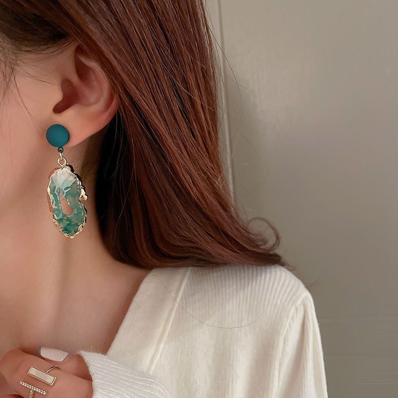 Natural Crystals Energy Multiplier Lucky Wealth Stone Earrings