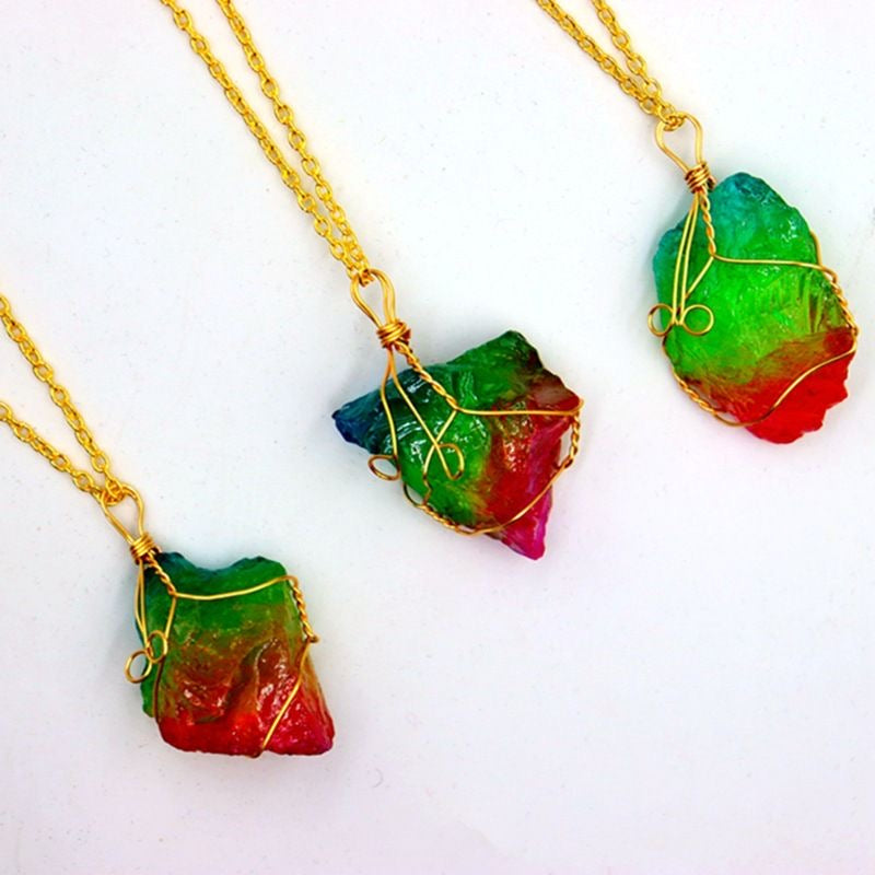 Natural Crystals Energy Multiplier Lucky Wealth Stone Necklace