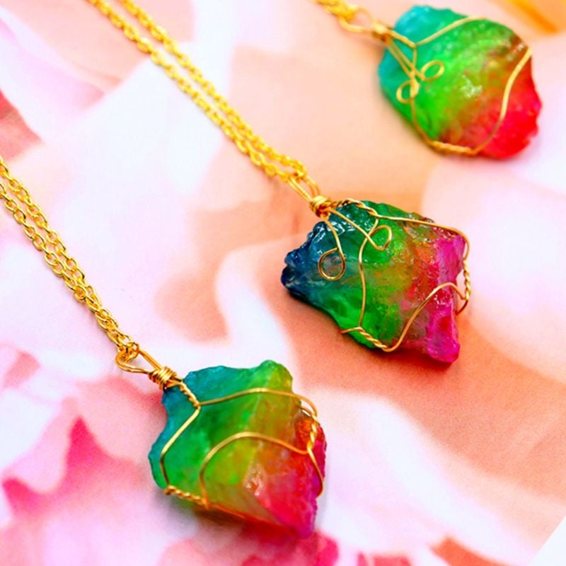Natural Crystals Energy Multiplier Lucky Wealth Stone Necklace