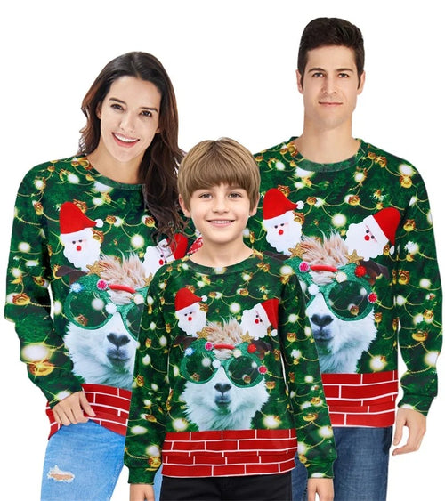 3D Print Funny Animal ELK Graphic Christmas Sweatshirt