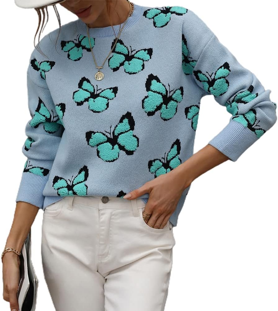 Women’s Casual Leopard Print Knitted Pullover Sweaters