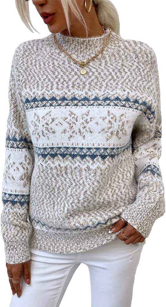 Women’s Casual Leopard Print Knitted Pullover Sweaters