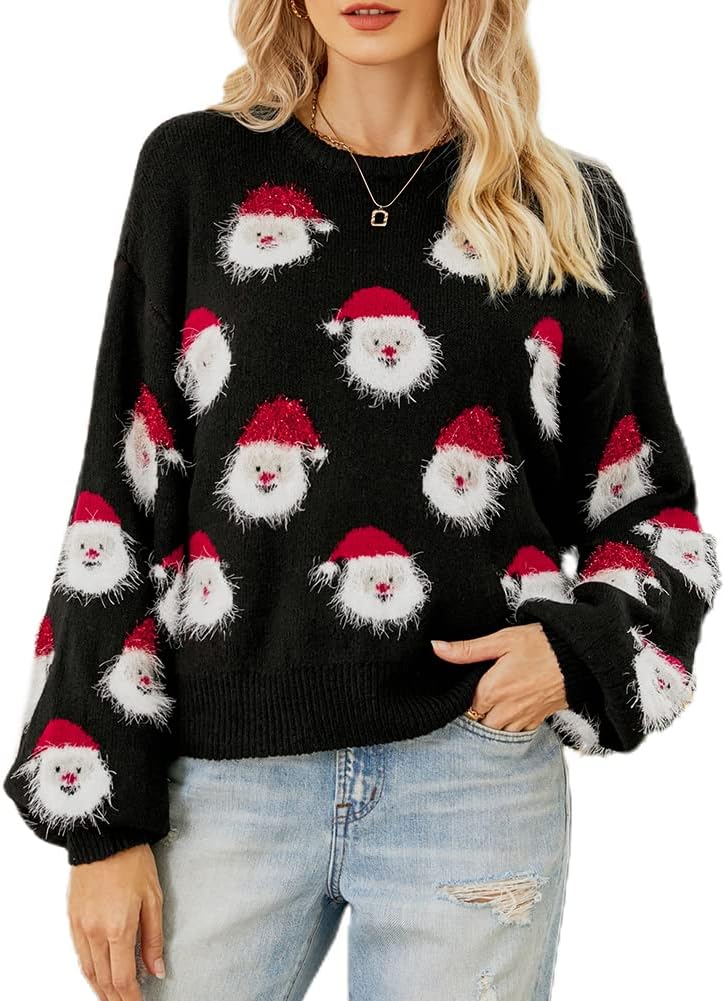 Women’s Casual Leopard Print Knitted Pullover Sweaters